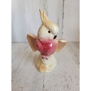 Vintage cockatoo bird red yellow‎ ceramic home decor figure unique